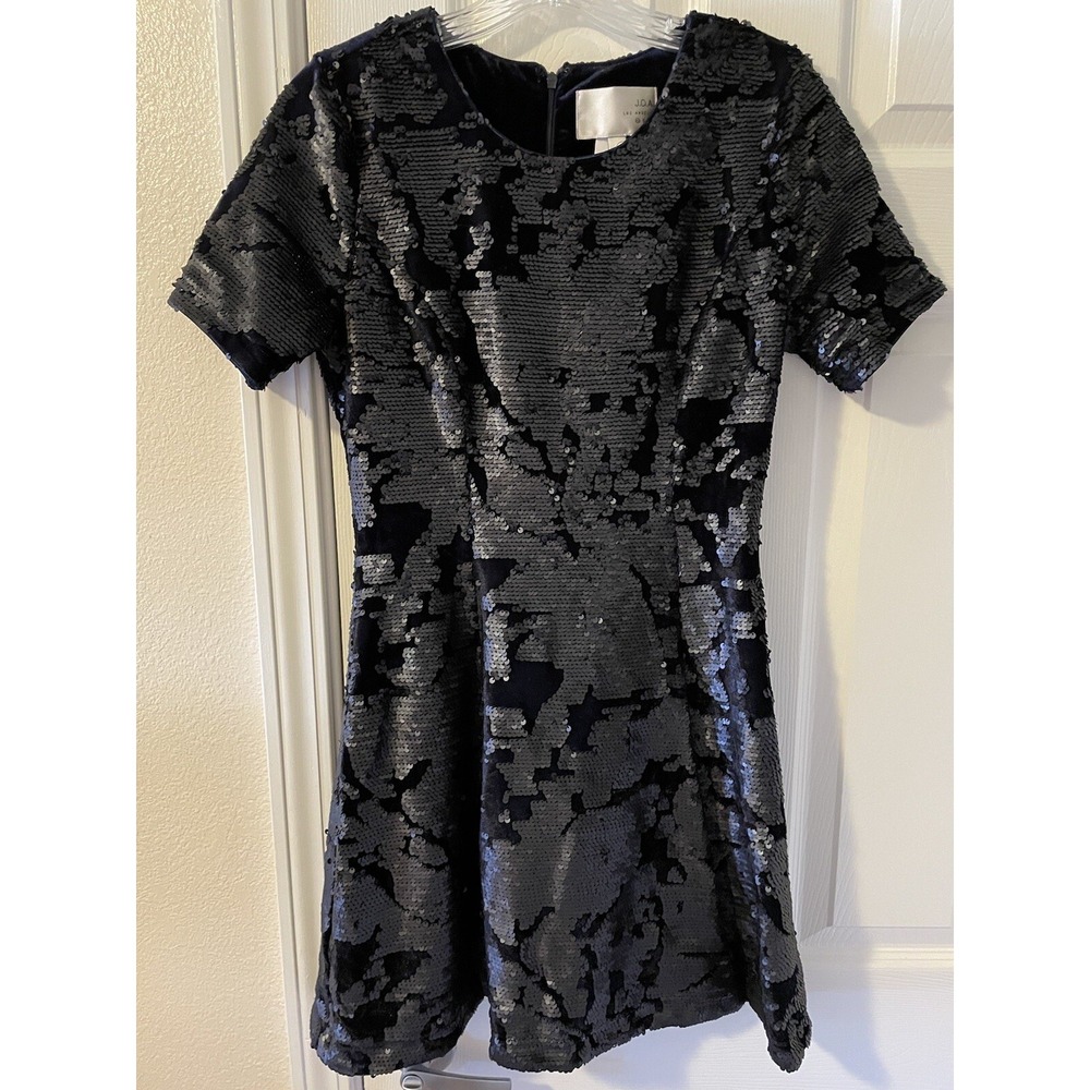 J By JOA Dress Size S Blue Sequin Felt Midi Formal Cocktail Elegant Velvet New